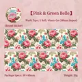 Washi-Tape mit rosa-grünen Blumenmustern und Vintage-Rosen für DIY-Journaling-Deko - Pink und Grün Dame