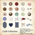 Vintage decorative stickers set with buttons and bows for scrapbooking DIY projects - Heartstrings