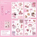 Set de pegatinas temáticas de postres rosas en papel estucado 10x14cm para scrapbooking - Taller Dulce