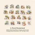 Set di 40 adesivi in PET floreali acquerellati per decorazione di album e scrapbooking - Paese dei Fiori