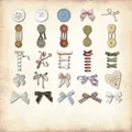 Retro scrapbook stickers featuring vintage buttons and bows in 50-piece material pack - Butterfly Knot