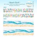 Set di nastri adesivi PET a tema mare con motivi di onde marine e impronte sulla spiaggia - Passeggiata sulla Spiaggia in Piena Estate