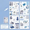Pegatinas de papel estilo INS Deep Sea Memory para diarios en tonos azules - Memoria del Mar Profundo
