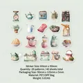 Adesivi da cucina in PET vintage con motivi acquerello di bollitore e forno retrò - Memoria del Gusto
