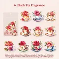 Pegatinas vintage de PET serie Garden Party con diseños de té y rosas rojas - Fragancia de Té Negro