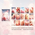 Σετ 32 διακοσμητικά χαρτιά scrapbooking με ονειρικά ροζ λουλούδια του βουνού - Λαμπερά Αγριολούλουδα