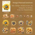 Pack d'autocollants PET Gem Blooms tournesol avec 15 designs floraux et bijoux - Gemme Orange