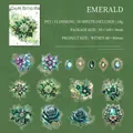 Stickers PET Fleurs Émeraude, lot de 30 autocollants botaniques vintage imperméables - Émeraude