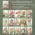 Blumen-Scrapbooking-Papierset mit 15 Vintage-Aquarell-Blumenmotiven und 30 Blatt - 30 Blatt / Bunte Blumensammlung