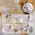 Purple floral PET tape with vintage clock and butterfly patterns for scrapbooking decor - Inscription Moments