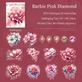Autocollants floraux en PET rose et violet avec motifs de gemmes et détails dorés - Style Diamant Rose