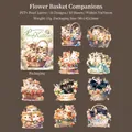 Cute kitten in flower basket PET sticker with shell light effect for scrapbooking - Flower Basket Friends