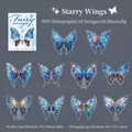 Set van 10 iriserende vlindervleugelstickers van PET met een parelmoerglans - Sterrenschittering Vleugels
