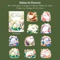 Cat themed stickers with shell light finish featuring 10 cute floral kitten patterns - Flower Bush Meow