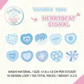 Blaue herzförmige Washi-Tape-Aufkleber mit Motivationssprüchen und 10 Mustern - Herzschlag Signal
