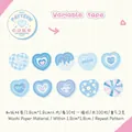 Blue heart-shaped washi tape stickers with inspirational phrases and 10 patterns - Heartbeat Signal