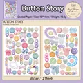 DIY stickers pack with 2 sheets featuring macaron-colored buttons and bow designs - Button Story