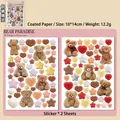 Bear Paradise niedliche braune Teddybär Aufkleber Set 2 Blätter 10x14cm Bastelzubehör - Bärenparadies