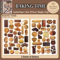 Set of 2 baking themed INS style decorative stickers with croissants and pastries - Baking Time