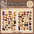 Set mit 2 Backen-Themen INS-Stil Dekostickern mit Croissants und Gebäckmotiven - Backzeit
