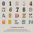 Industrielle Vintage Zahlen- und Buchstabenaufkleber aus beschichtetem Papier mit Rost - Digitale Buchstaben