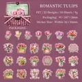 50-teiliges Set Tulpen-PET-Aufkleber für Scrapbooking und DIY-Gartentagebücher - Romantische Tulpe