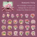 50-piece set of tulip flower PET stickers for scrapbooking and DIY garden journals - Romantic Tulip