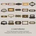 Retro metal style nameplate stickers set with bronze finish for DIY journal scrapbooking - Nameplates Collection