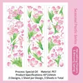 Florale PET-Sticker-Set mit rosa Tulpen und Glanzöldruck für kreative Scrapbook-Dekoration - Frühlingsblüte (Shí Huā Niàng Chūn)
