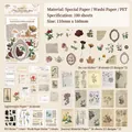 Set retro Diario de Plantas con 100 hojas de pegatinas florales en PET y papel washi - Diario de Observación Botánica
