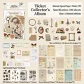 Kit de scrapbooking vintage con 100 hojas de papel retro y pegatinas en tonos tierra - Carpeta de Facturas
