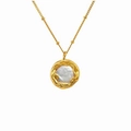 Collar barroco vintage francés con colgante dorado textura lava y madreperla - Estilo de Perla Barroca (MYN0010-WG)
