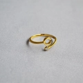 Makroaufnahme von vergoldetem verstellbarem Buchstaben-C-Ring mit Zirkonia-Stein - Alphabet Stil C
