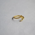 Macro shot of gold adjustable letter L ring with a sparkling zircon stone detail - Alphabet Style L
