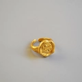 Anello retrò in ottone placcato oro con trama irregolare lavica e design ondulato - Oro