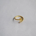 Detail of adjustable gold ring with letter Z initial and sparkling zircon accent - Alphabet Style Z