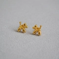 Polished gold balloon dog stud earrings with minimalist mirrored stainless steel finish - Gold
