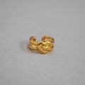 Anello aperto con nodo a cuore in ottone placcato oro con finitura lucida a specchio - Aperto Regolabile / Oro