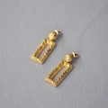Textured hammered geometric rectangle earrings in gold-plated brass for a vintage aesthetic - Rectangle