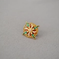 Spilla vintage a forma di girasole dorato con smalto colorato e eleganti perle - Stile Girasole Colorato (MYP010-GD)