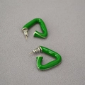 Minimalist French style grass green triangular enamel geometric stud earrings for women - Platinum Plated Green