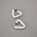 French style triangle enamel earrings with 18k gold plated finish on gray background - Platinum Plated White
