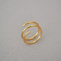 Anello a spirale dorato a doppio strato con due brillanti zirconi dallo stile minimalista - Aperto Regolabile / Oro