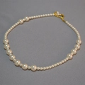 Collana di perle finte in stile francese con perline graduate e chiusura dorata - Collana di perle artificiali asimmetriche in stile francese