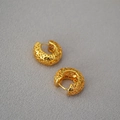 Vintage Goldene Creolen mit filigranem Hohlmuster und elegantem böhmischem Palast-Design - Hohlmuster-Ohrclip (Gold) / Gold