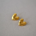Boucles d'oreilles cœur vintage avec texture martelée et finition métallique dorée - Or Vieilli