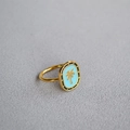 Bague vintage dorée avec émail bleu et palmier pour un look de vacances tropicales - US 6 / Bleu/Plaqué Or