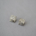 Minimalist silver square earrings with cubic zirconia and wrinkled metal texture - White Gold