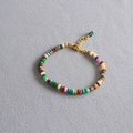 Collana bohémien con perline di pietra colorate e chiusura dorata con estensione - Bracciale / Lunghezza circa 15CM+3CM Estensione