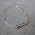 Collana vintage a strati argento e oro con chiusura decorativa OT stile minimal - Oro e Argento